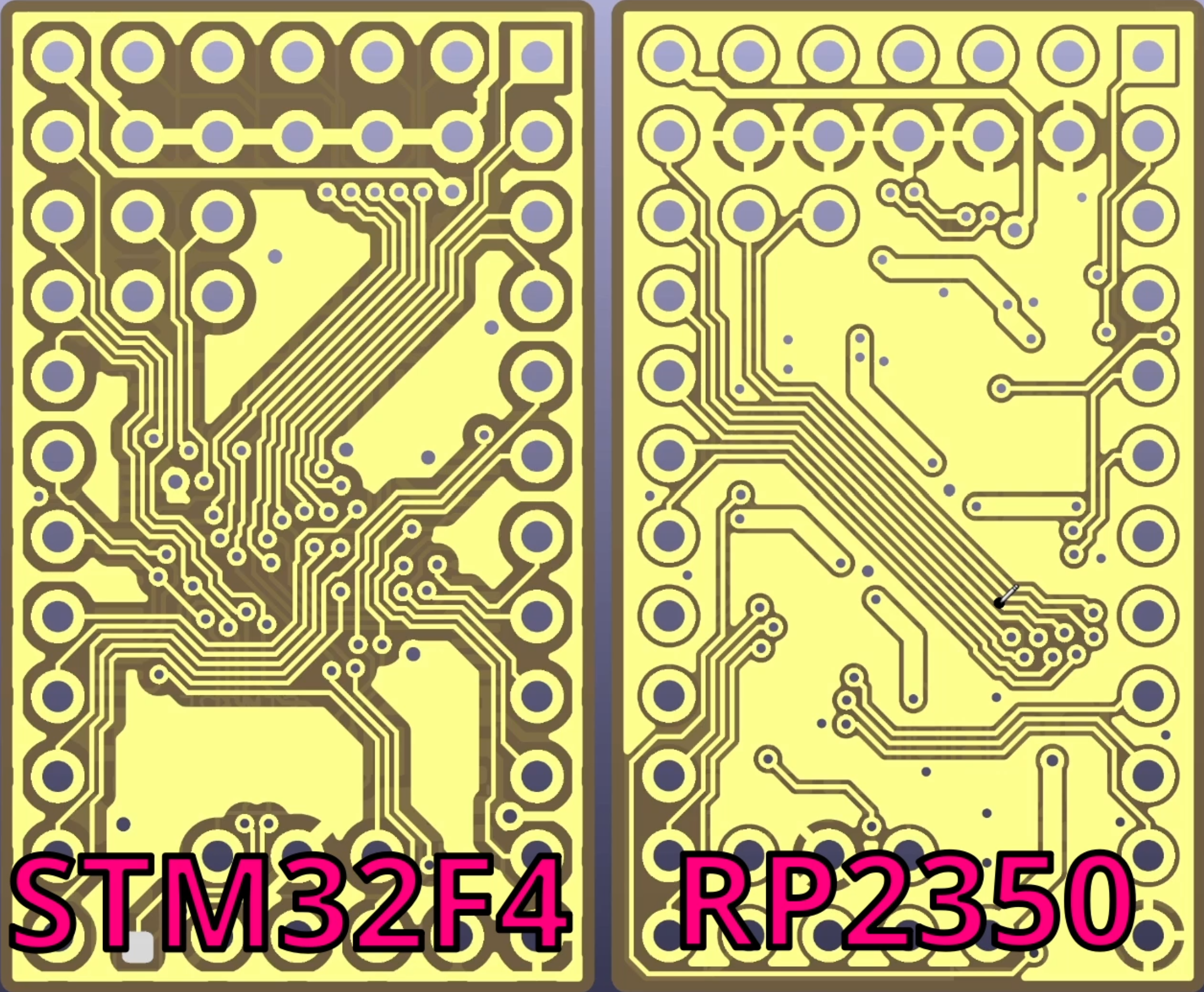 One ROM PCB STM32 vs RP2350 Bottom Side