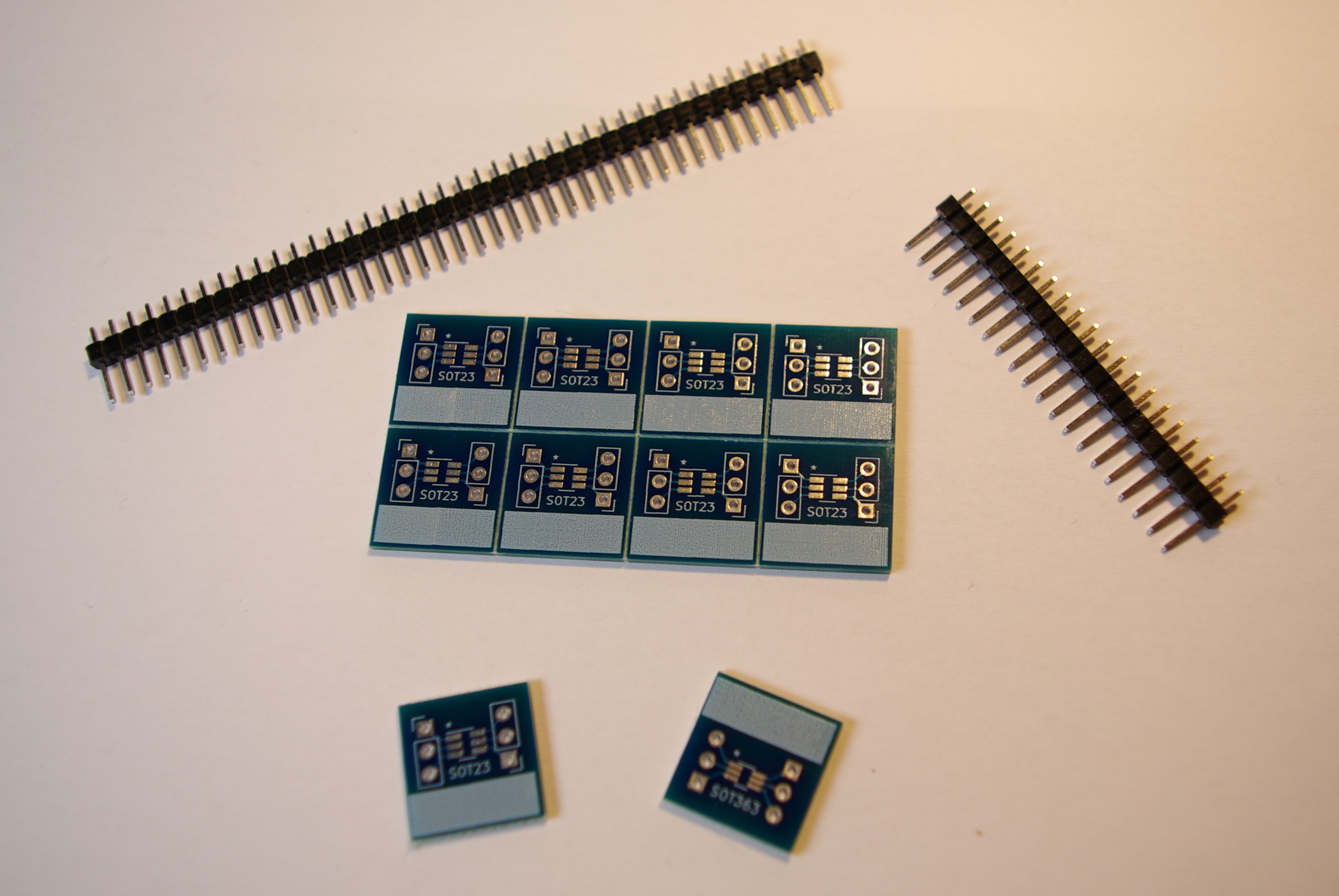 10 x SOT363/SOT23 Breakout Boards plus header pins